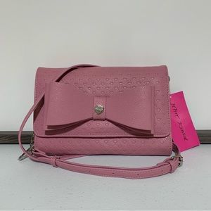 Betsey Johnson Xodani Pink Patent Printed Wallet Crossbody Bag-NWT